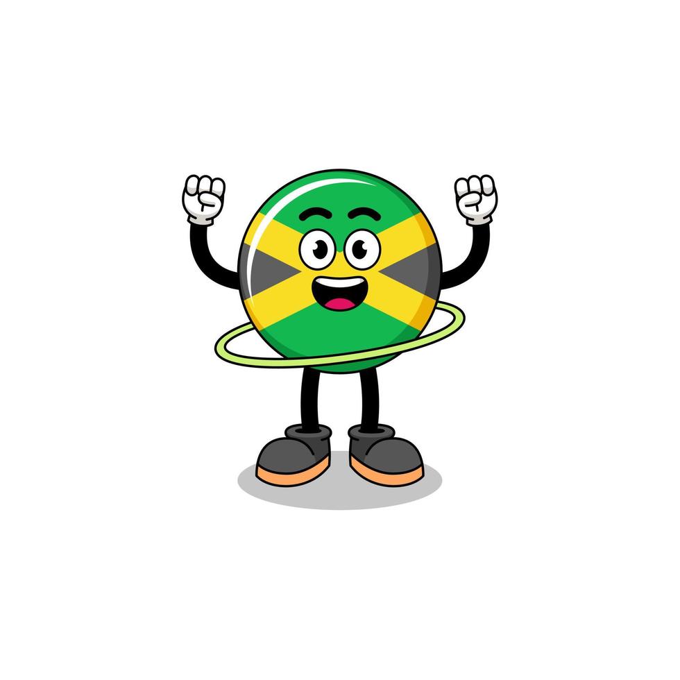 ilustración de personaje de la bandera de jamaica jugando hula hoop vector