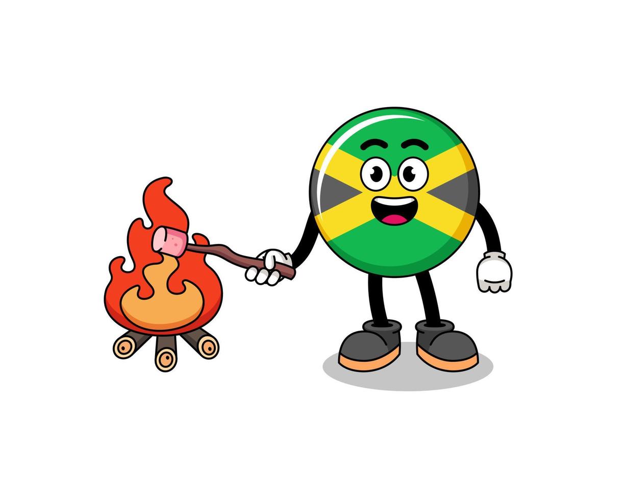 Illustration of jamaica flag burning a marshmallow vector