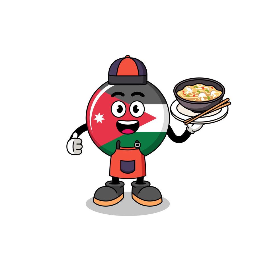 Illustration of jordan flag as an asian chef vector