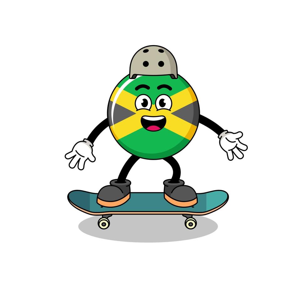 mascota de la bandera de jamaica jugando una patineta vector