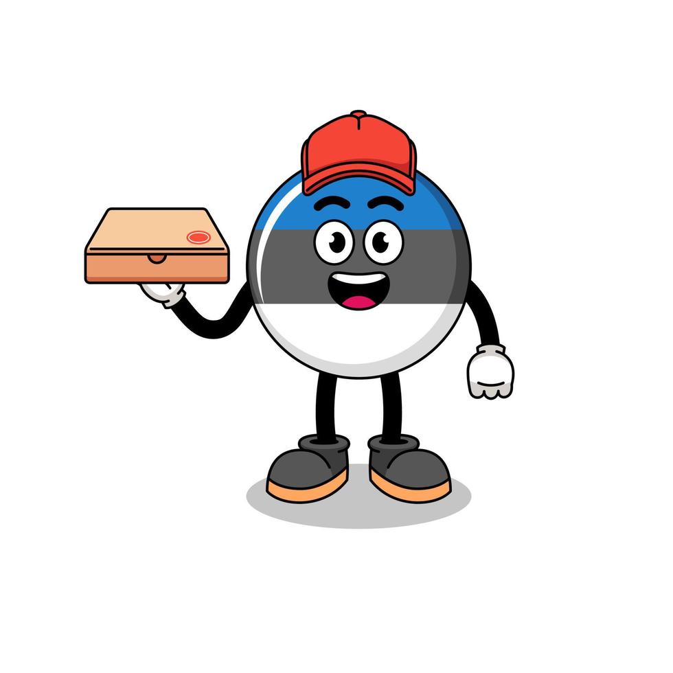 estonia flag illustration as a pizza deliveryman vector