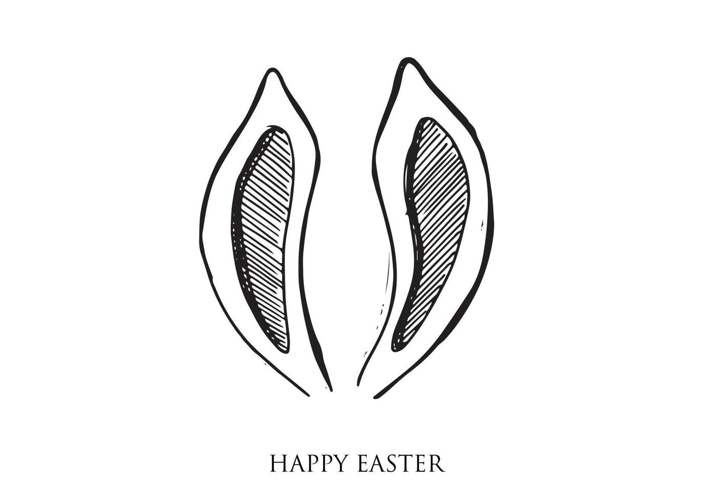 Set of rabbits's ears. Hand drawn illustration. vector