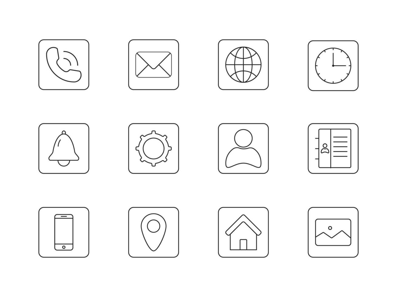 Website and Mobile Apps Icons Set Vector Line Art