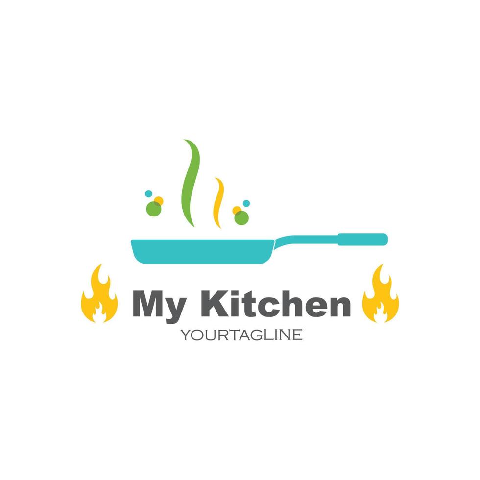 pan logo icon of cooking and kithen vector