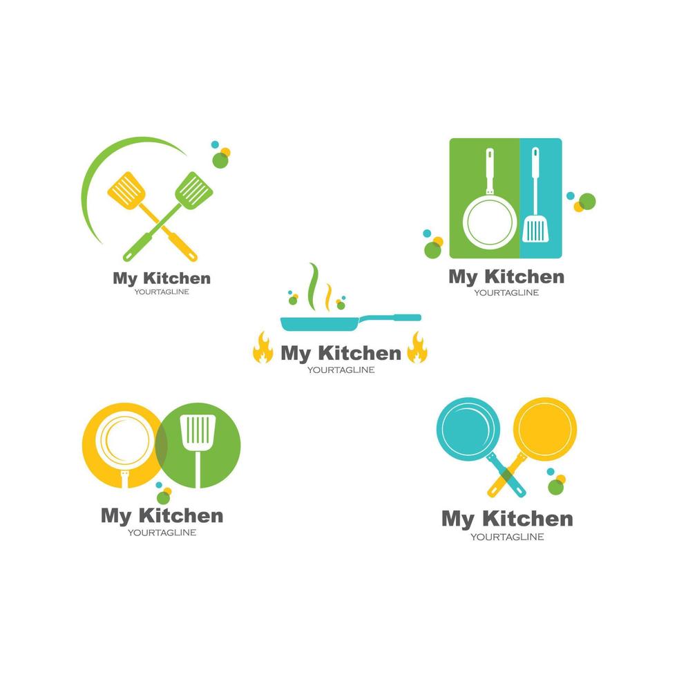 espátula y pan logo icono de cocina y kithen vector