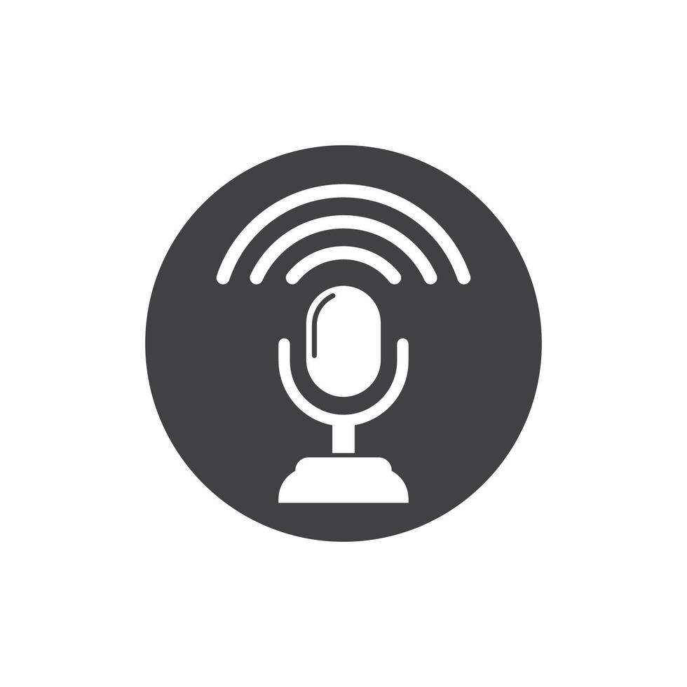 on air microphone broadcast logo icon vector illustration