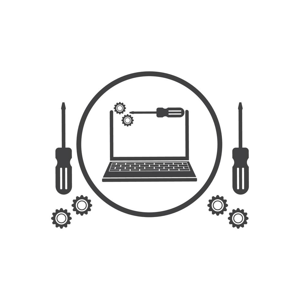 computer service and repair logo icon vector illustration