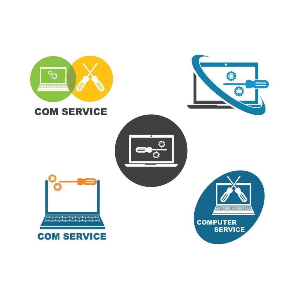 computer service and repair logo icon vector illustration
