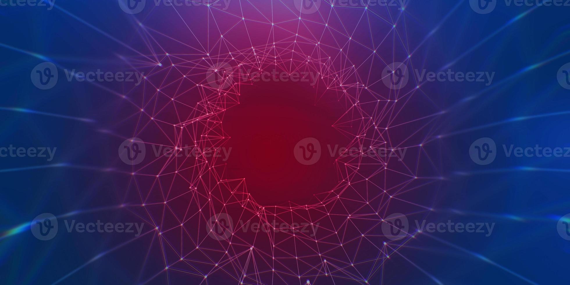 Big Data tunnel, technology purple background, dot and line connection, information fluid concept. photo