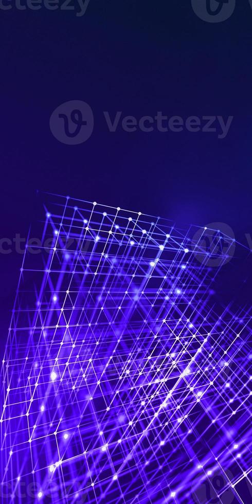 Abstract cube-shaped dots connection background. photo