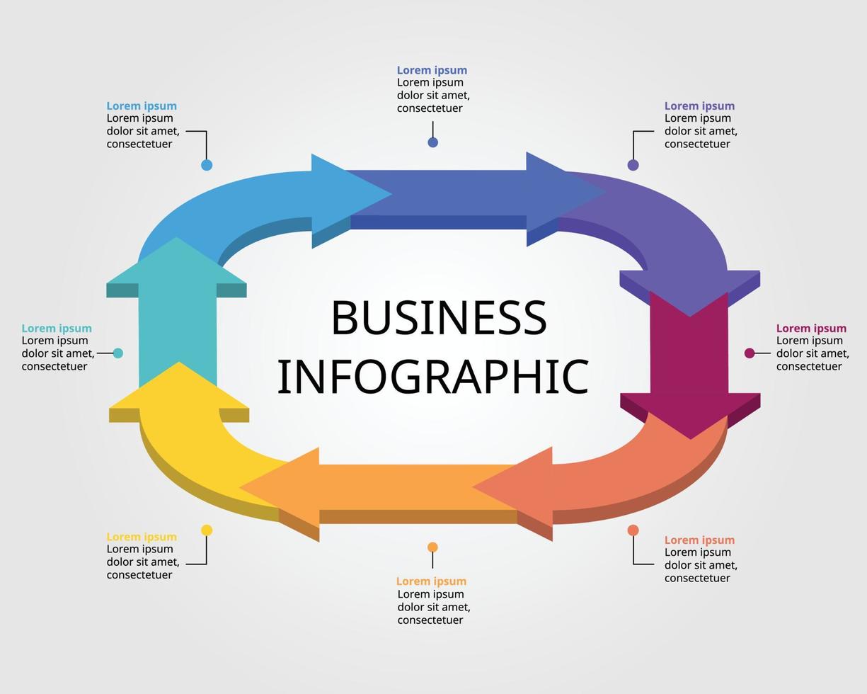 timeline arrow circle chart template for infographic for presentation for 8 element vector