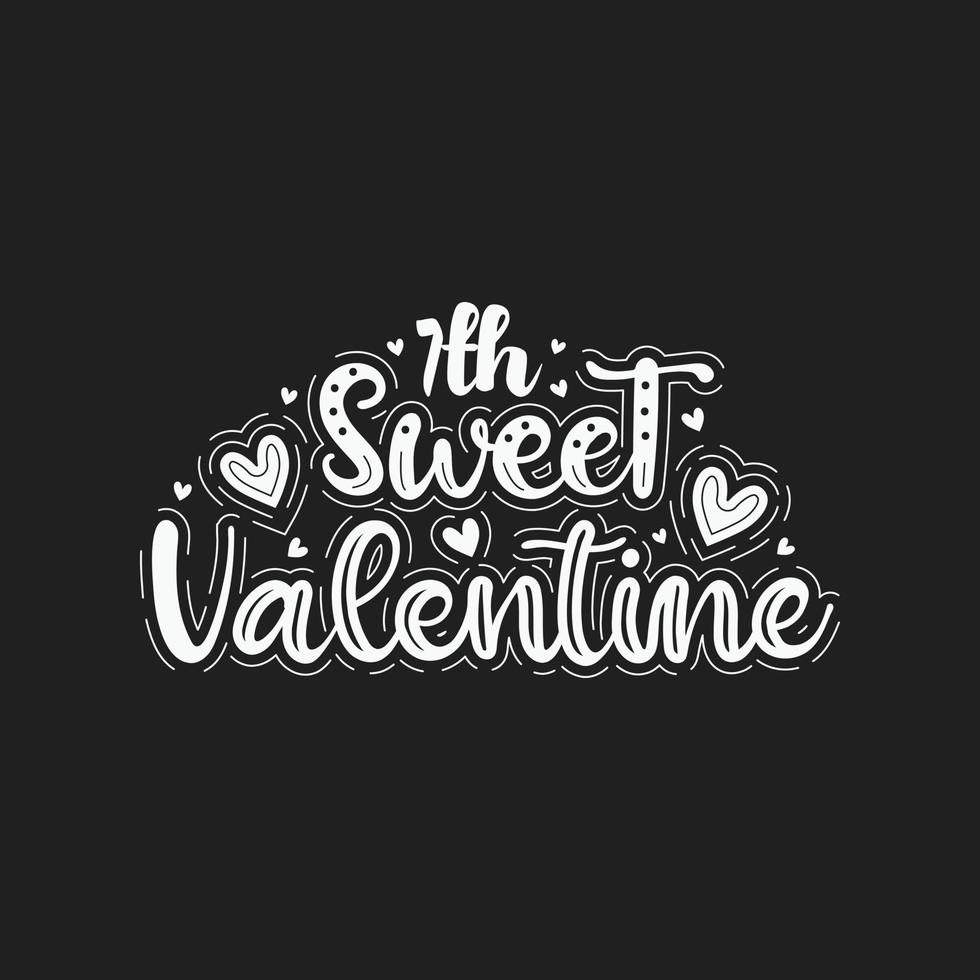 Séptimo dulce diseño en color y negro de San Valentín. vector