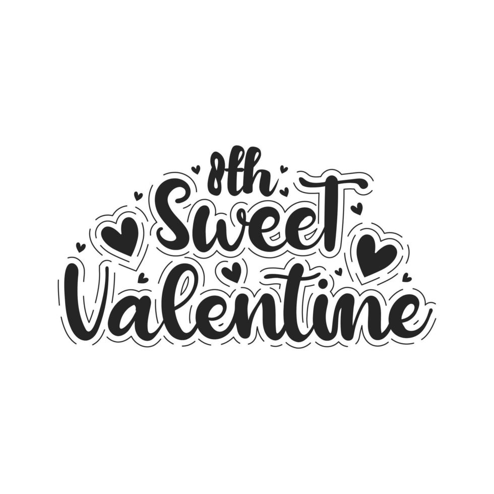 Octavo diseño de letras dulces de San Valentín con color. vector