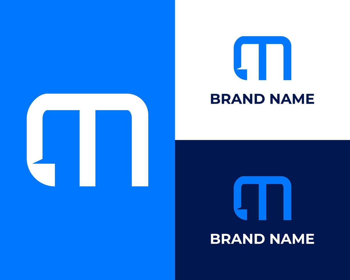 Modern letter M and chat icon logo design template vector