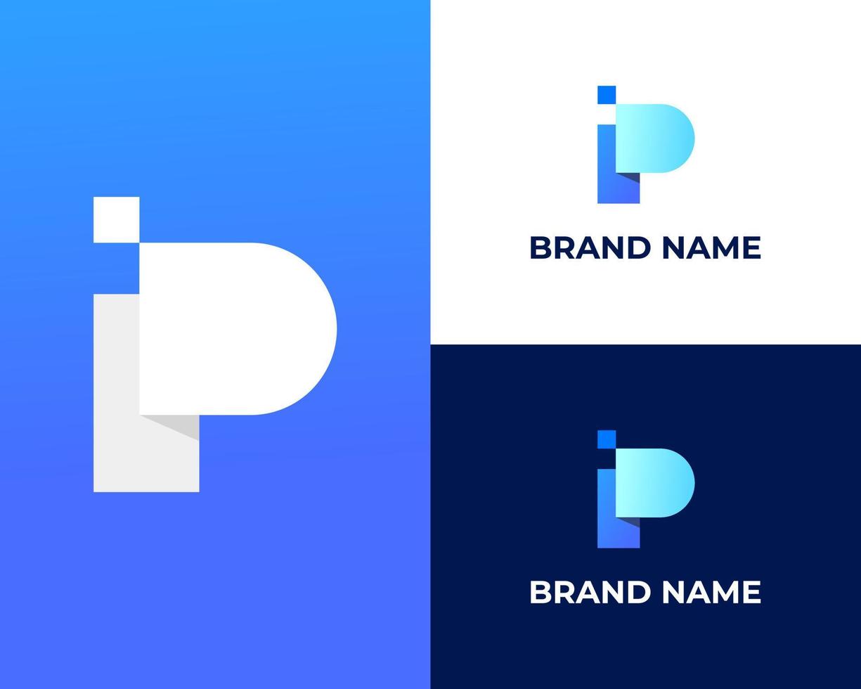 Modern Ip tech and technology company logo design template vector