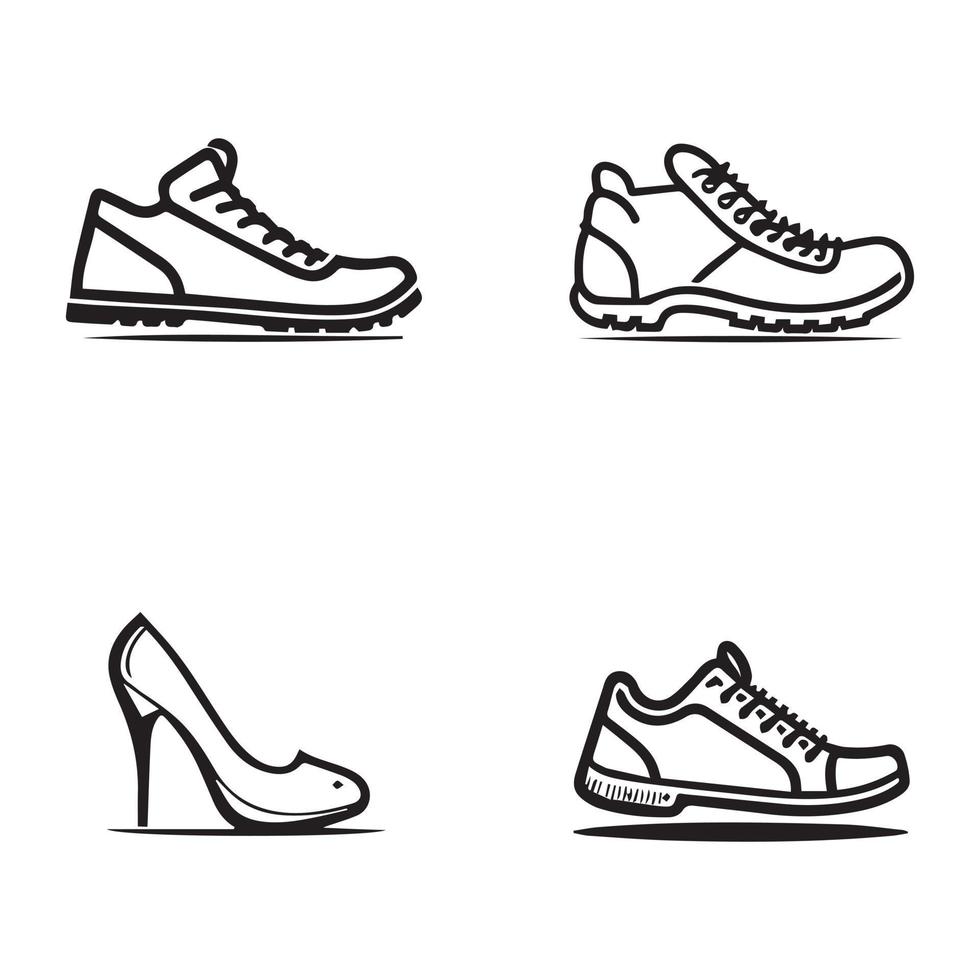 icono de zapatos, contorno negro del vector del logotipo