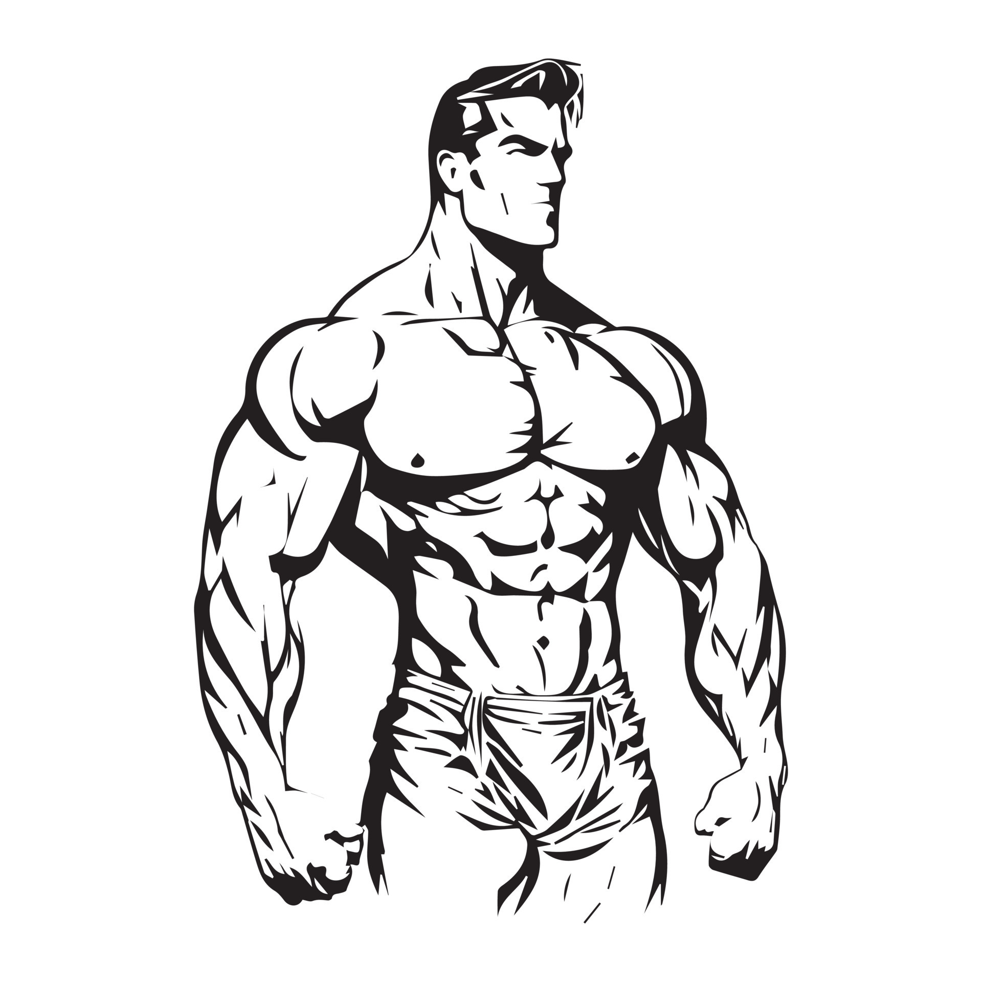 Bodybuilder, muscle man black outline vector illustration 19136561 Bodybuilder, muscle man black outline vector illustration 19136561
