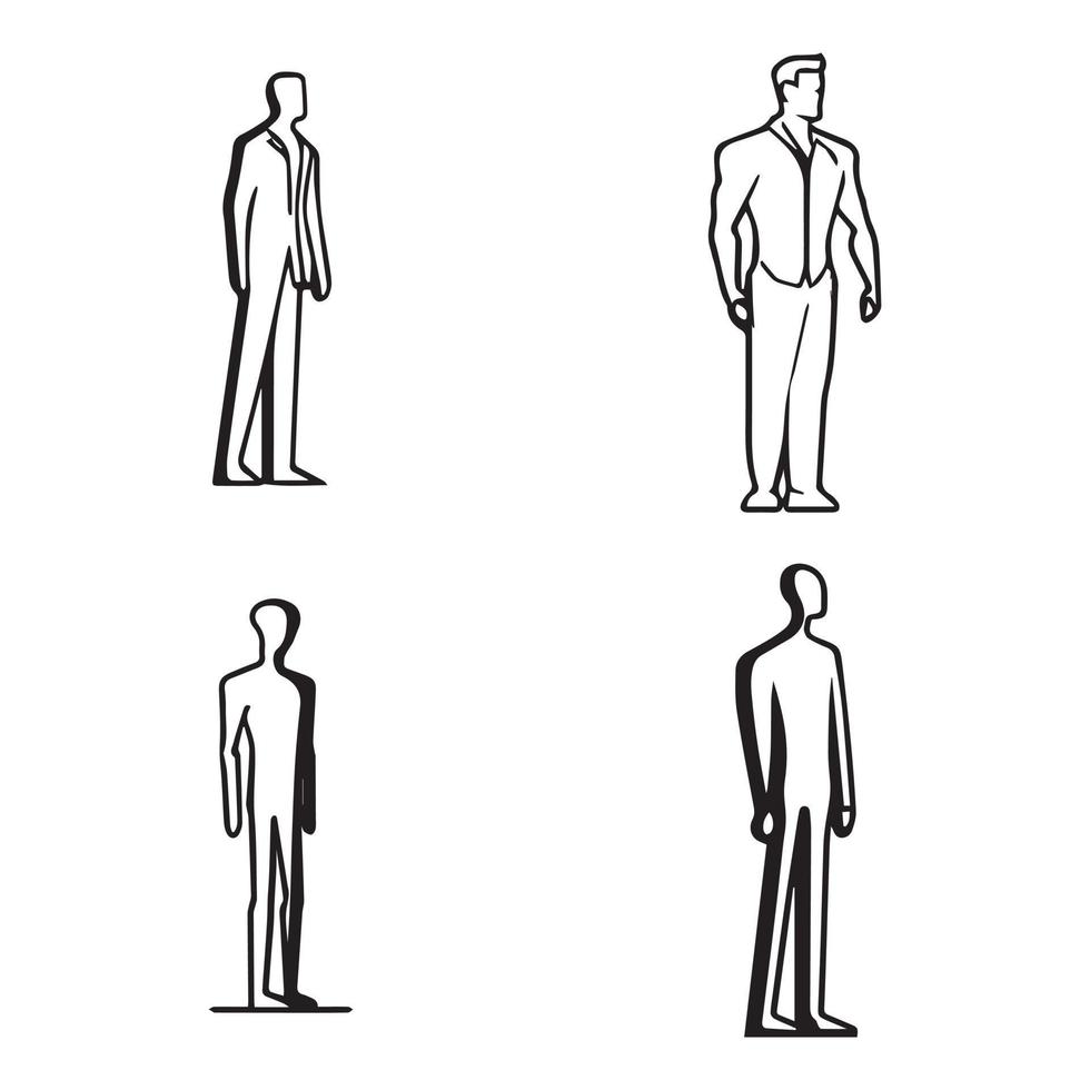 Standing man icon, logo vector black outline