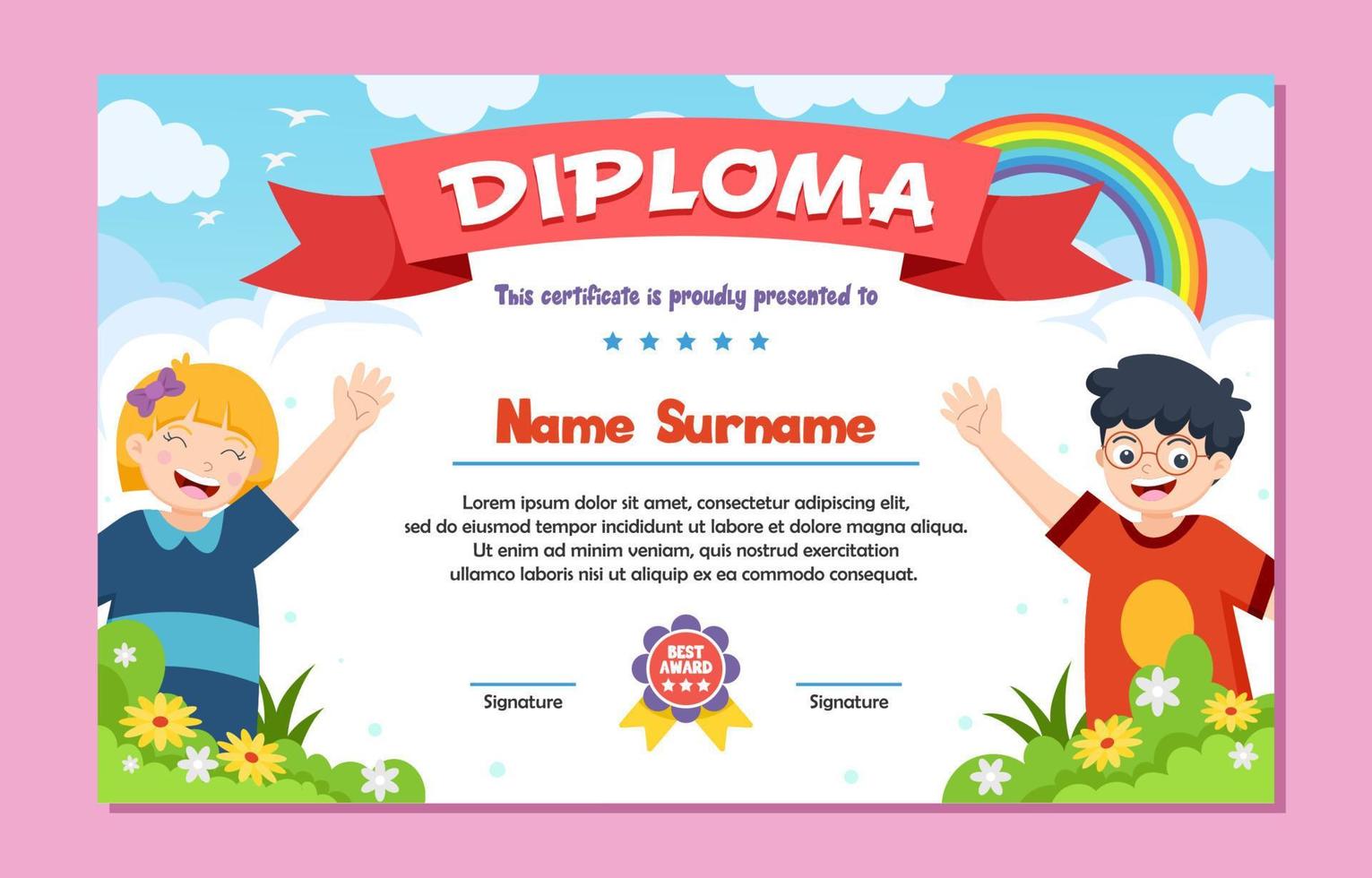 Fun Children Certificate vector