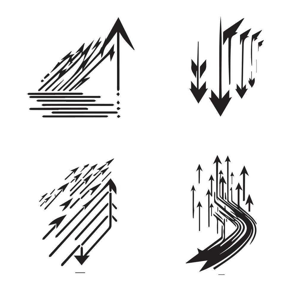 conjunto de flechas abstractas contorno negro ilustración vectorial vector
