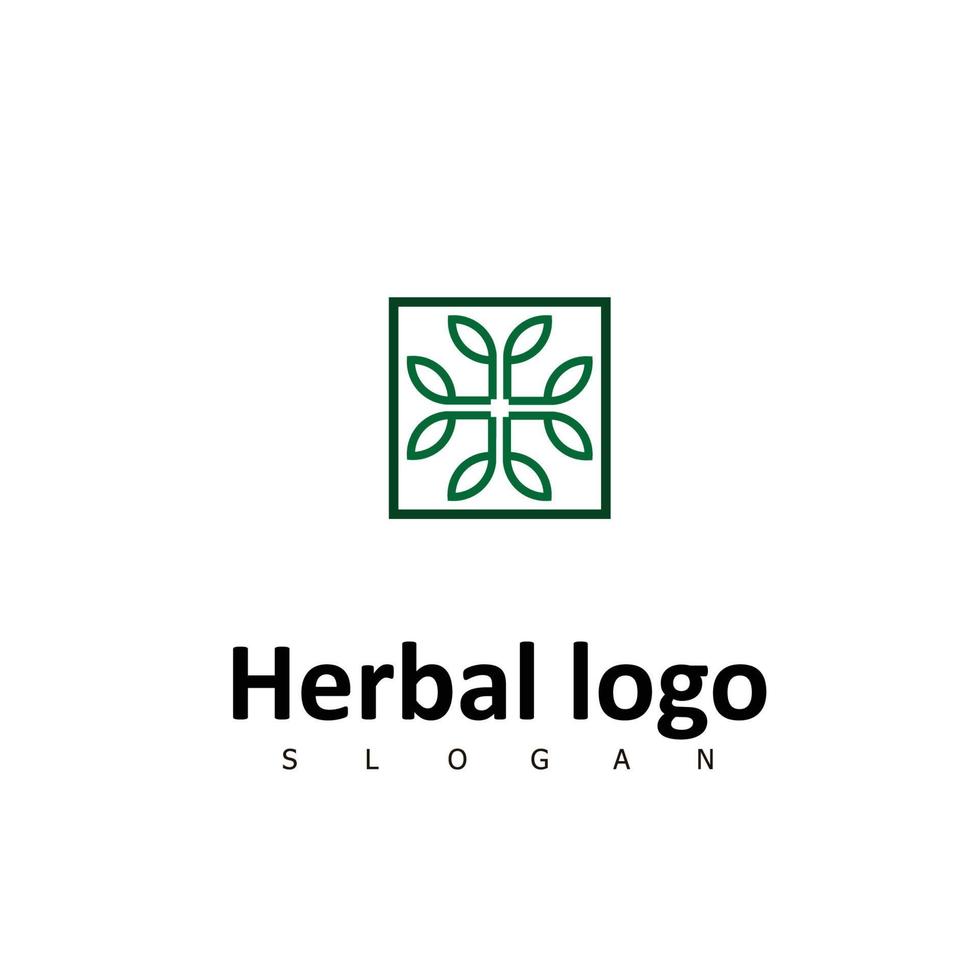 logotipo a base de hierbas símbolo de naturaleza orgánica vector