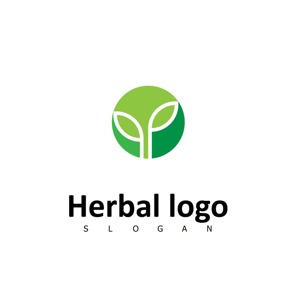 logotipo a base de hierbas símbolo de naturaleza orgánica vector