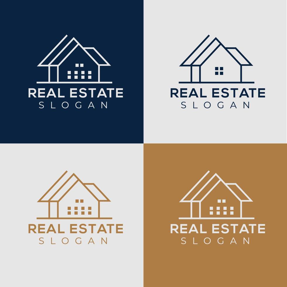 Simple Minimal Line art Modern real estate home logo design vector