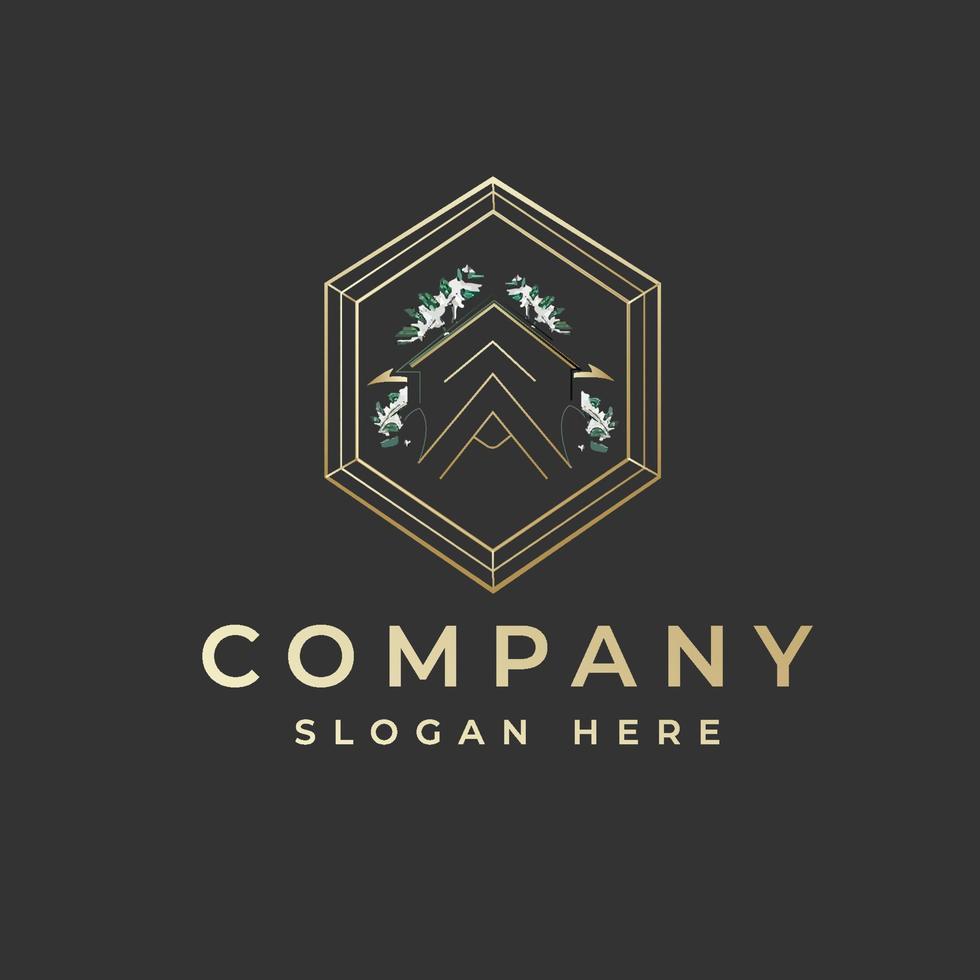 Geometry Shape Home Logo golden effect vector