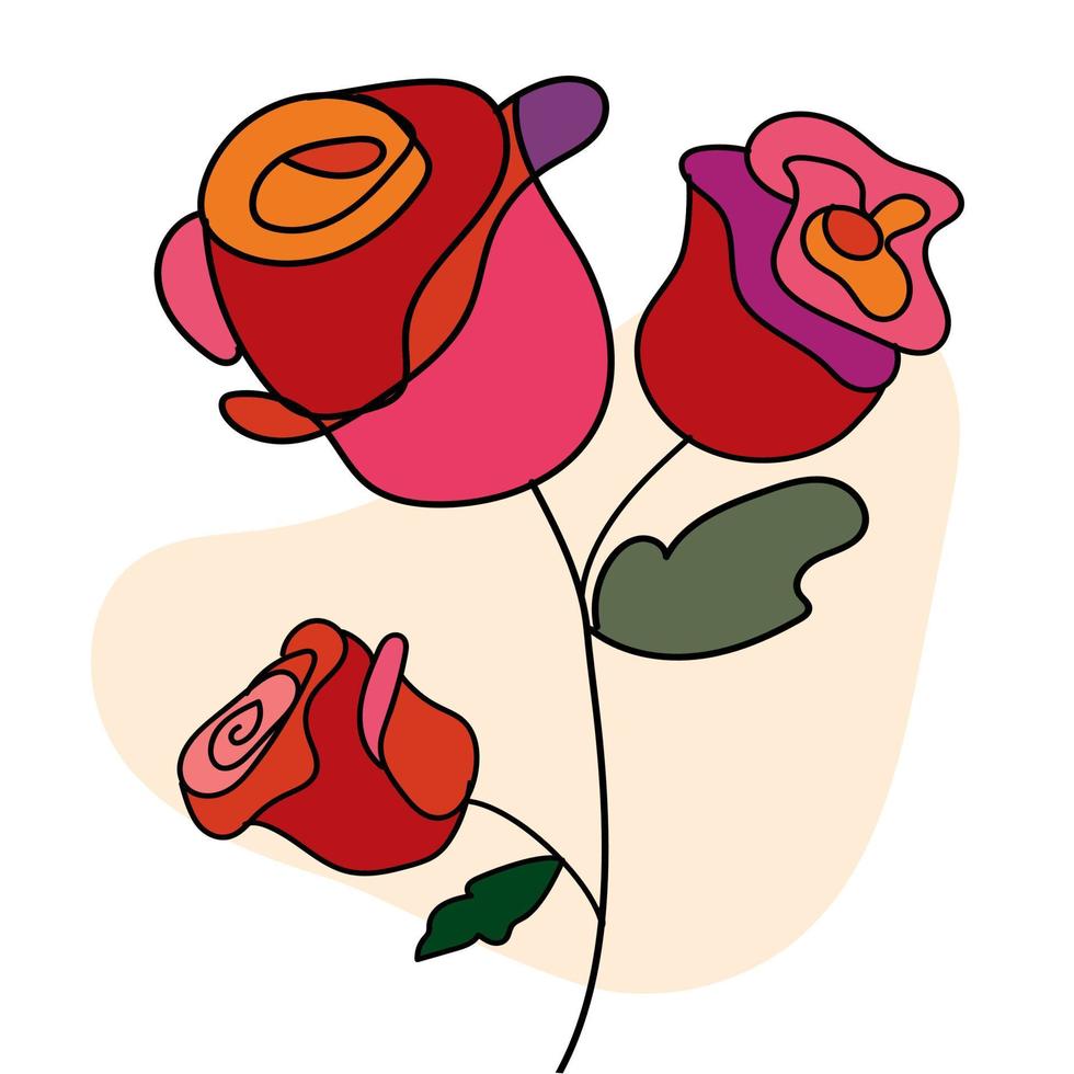 Hand drawn abstract doodle rose flowers vector
