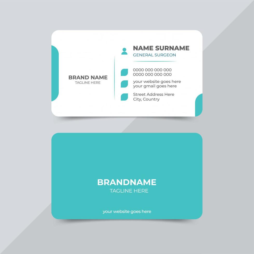 Business card design for medical doctor healthcare clinic vector front and back side view template