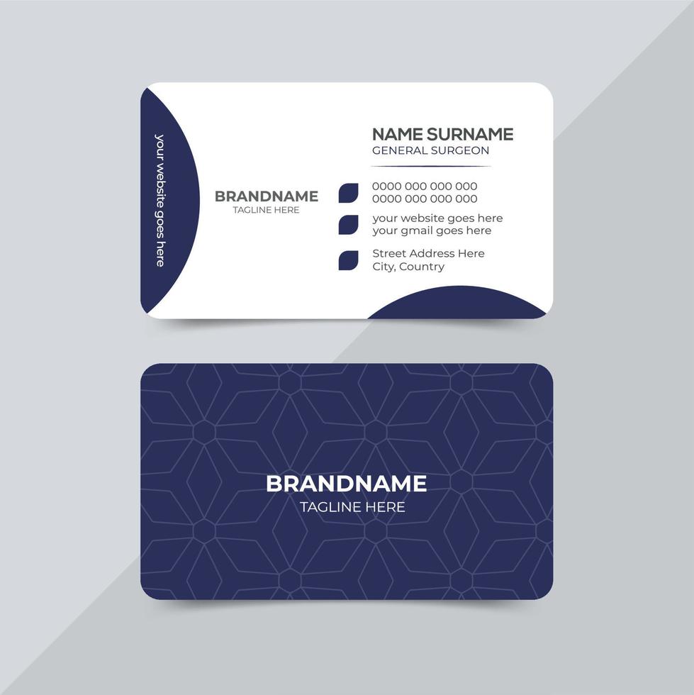 Business card design for medical doctor healthcare clinic vector front and back side view template