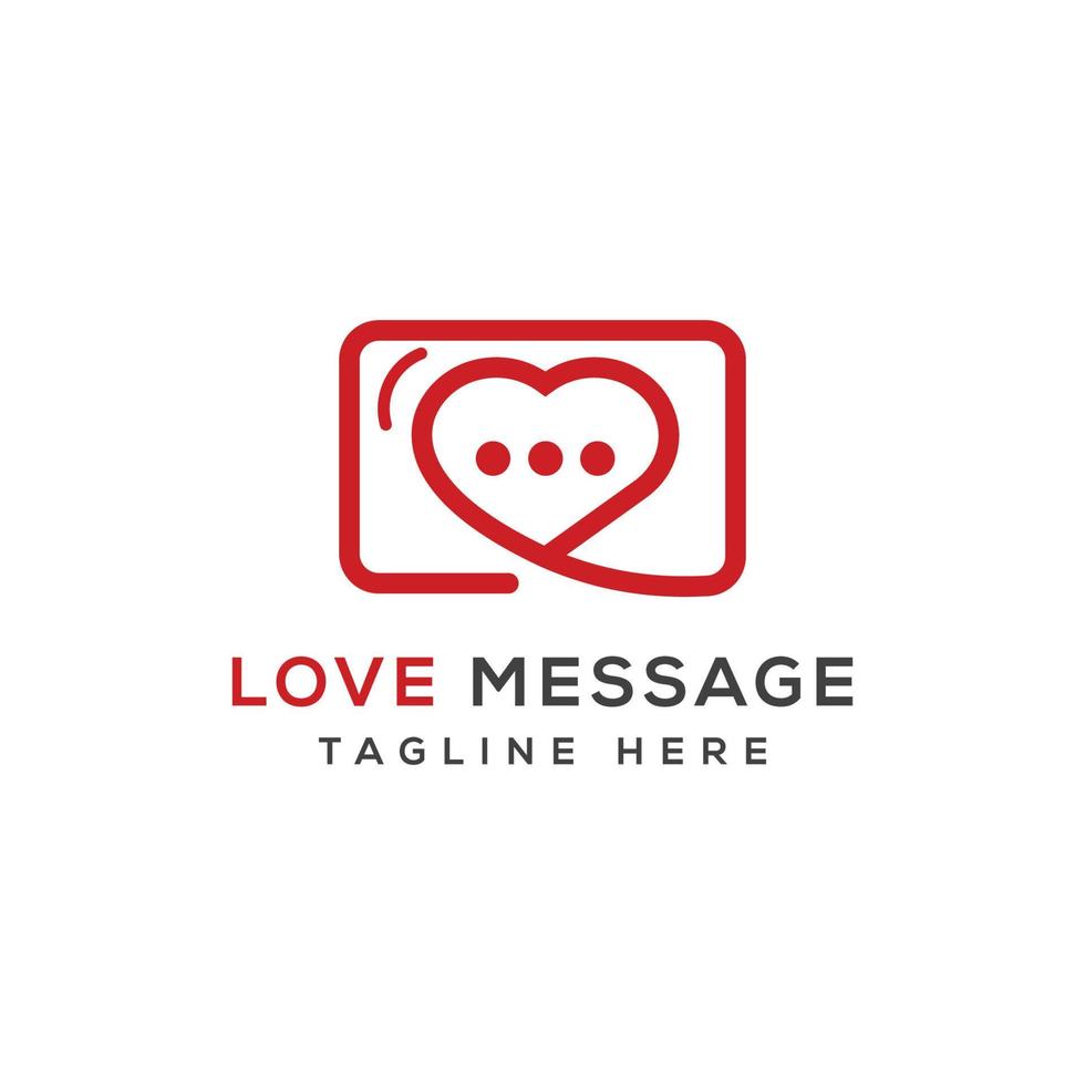 heart logo with love message design vector