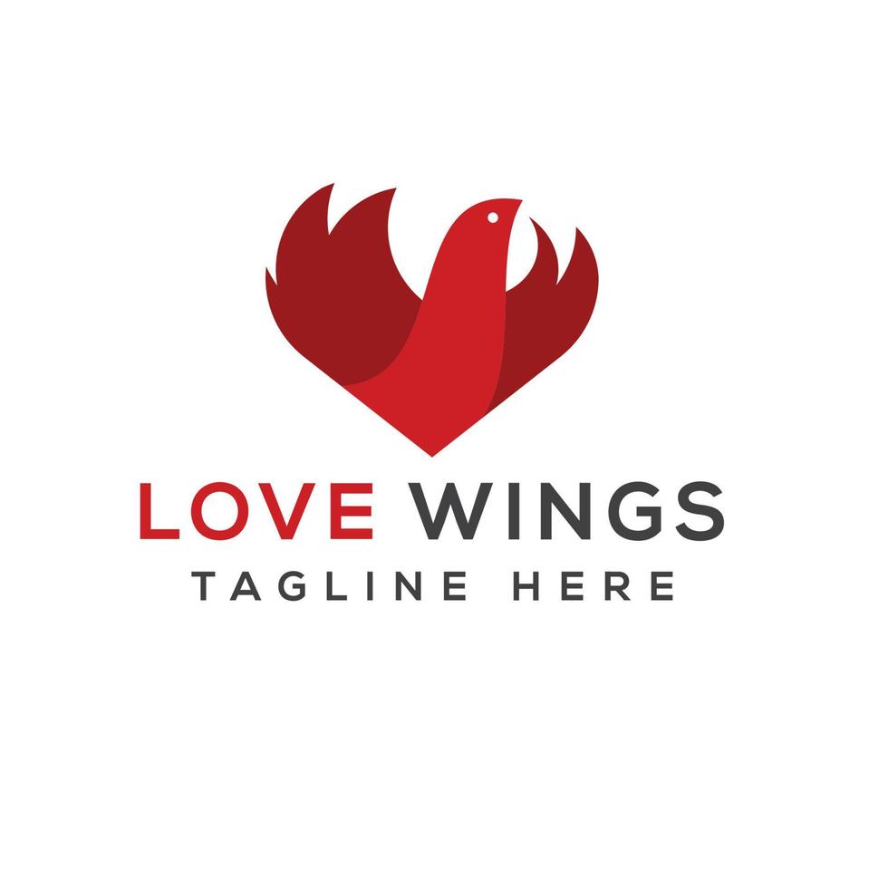 love shape with bird logo design vector
