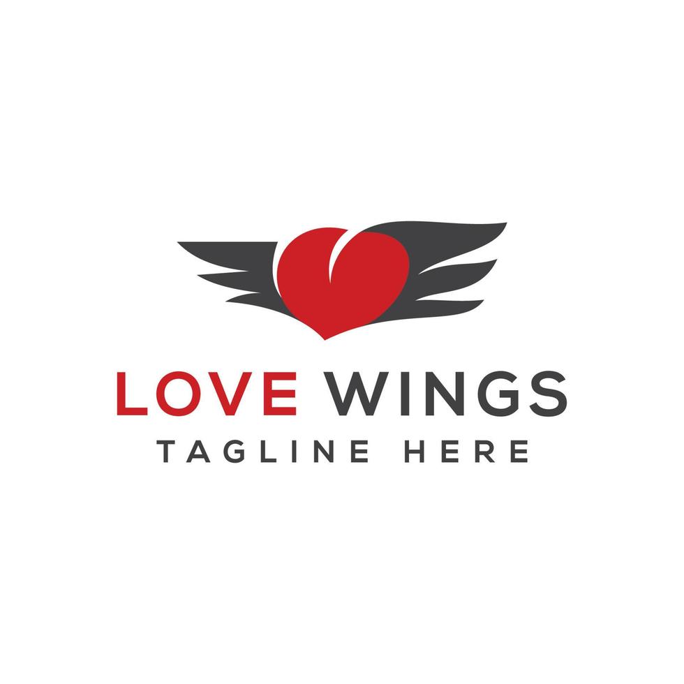 love logo shape with angel wings design vector