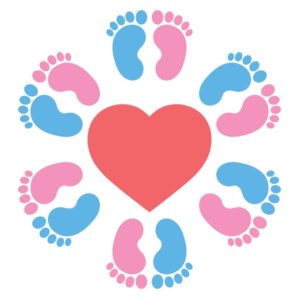 Illustration of footprints of a newborn boy and girl vector