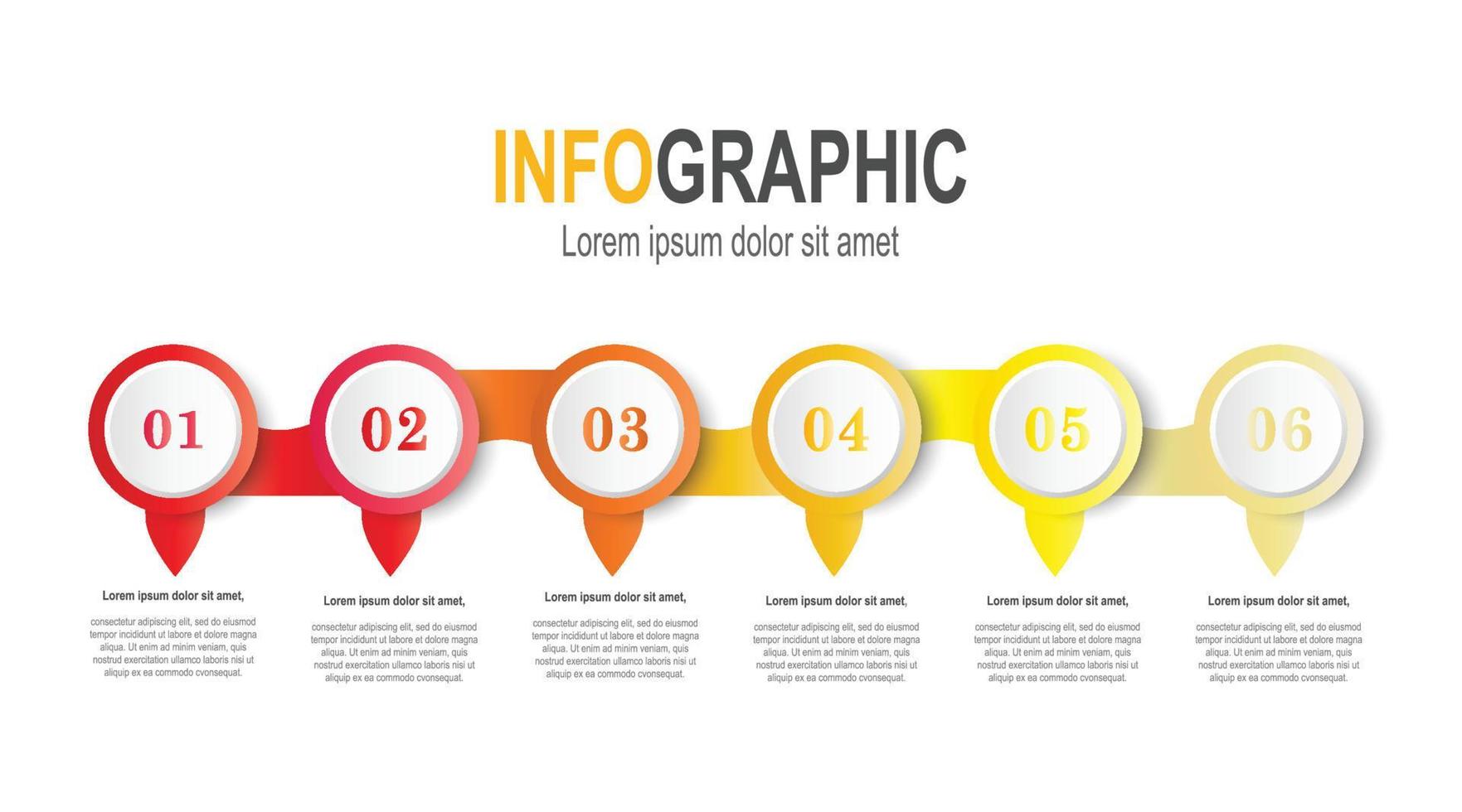 Infographic circle template, 6 steps business data illustration, Presentation timeline infographic template. vector