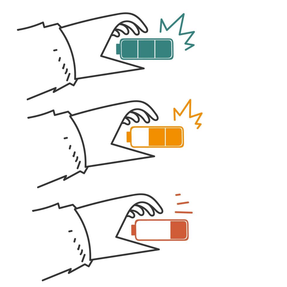 hand drawn doodle Battery level indicator illustration vector