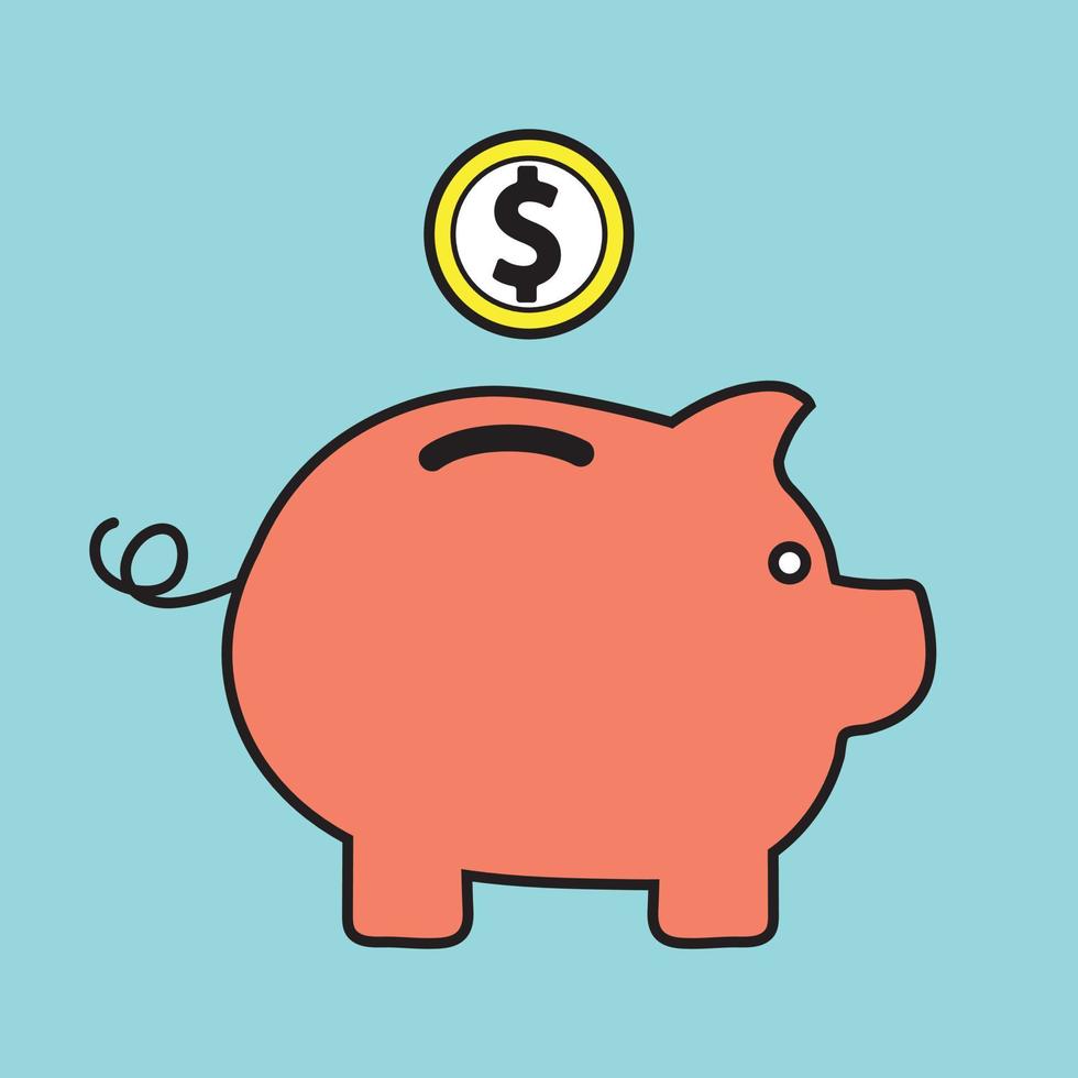 Piggy Bank. Fully scalable vector icon in outline style.