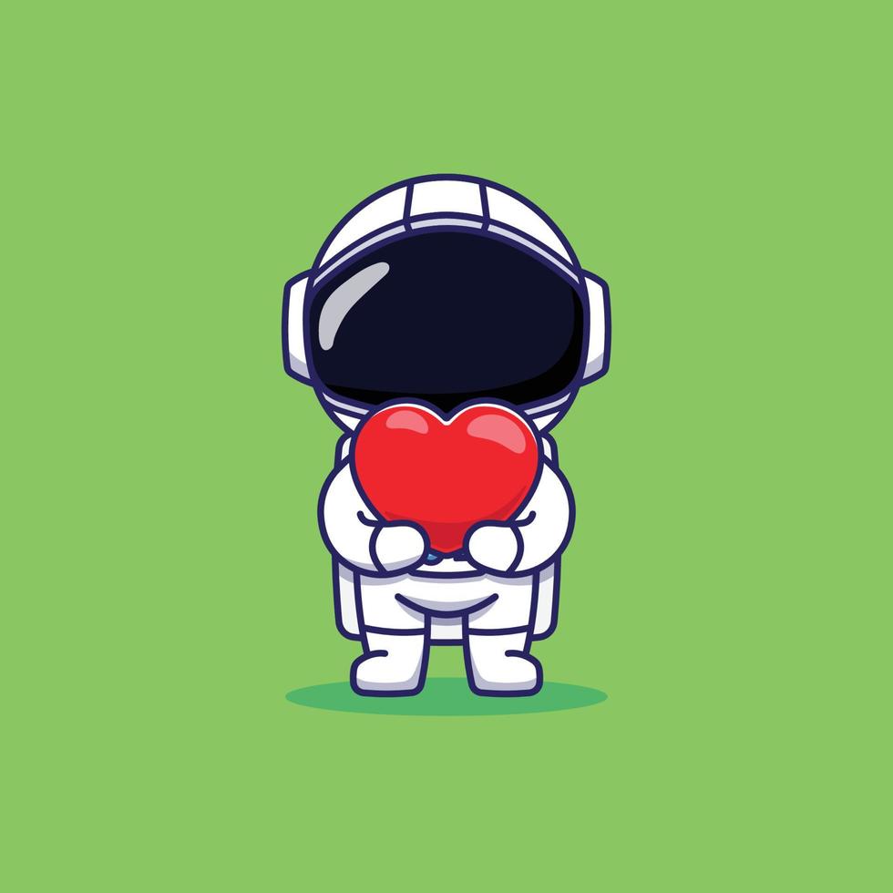 Cute Astronaut Character Carrying Love Balloon vector