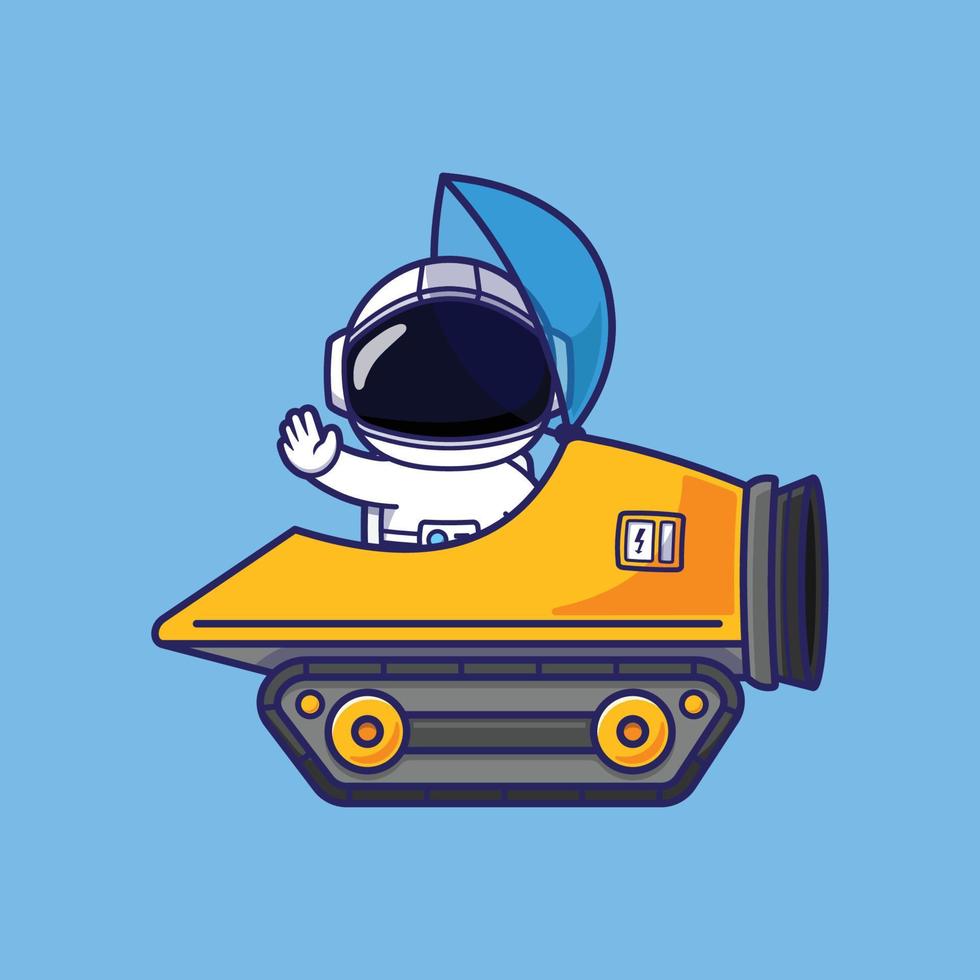 Cute Astronaut Character in a Space Cruiser vector