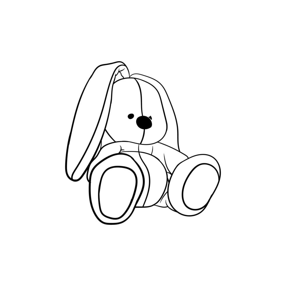 rabbit toy line art illustration creative design vector