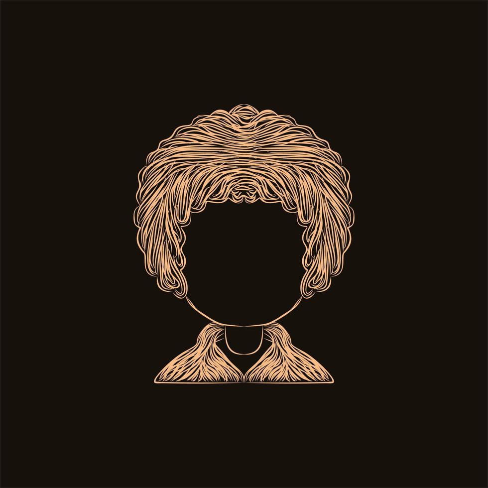 human curly hair artwork style design vector