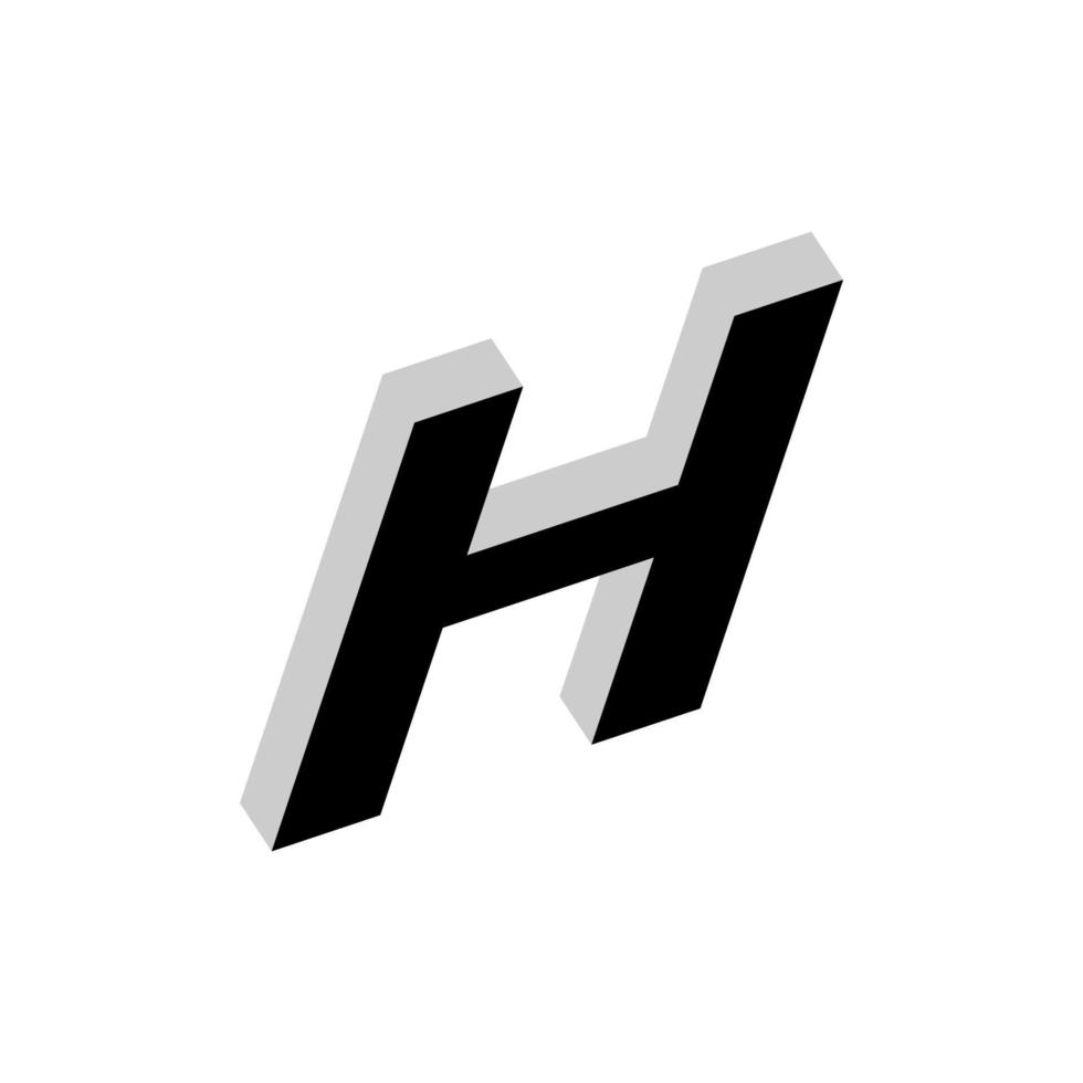 letter h bold 3d style illustration design vector