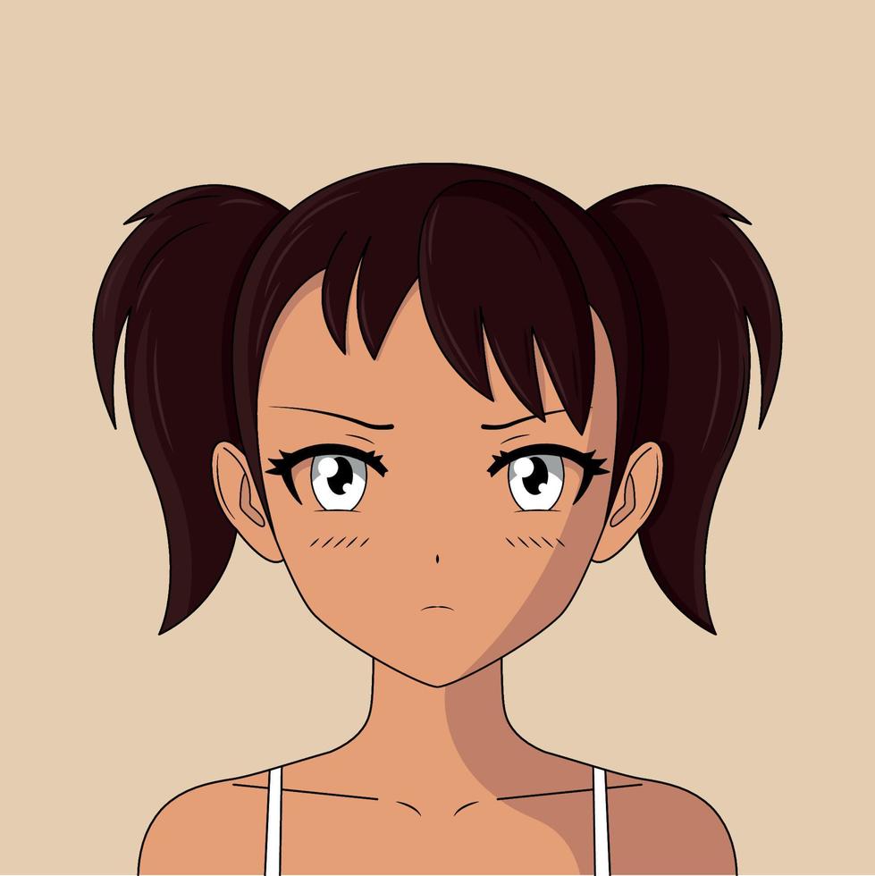 Anime Girl Flat Vector Illustration