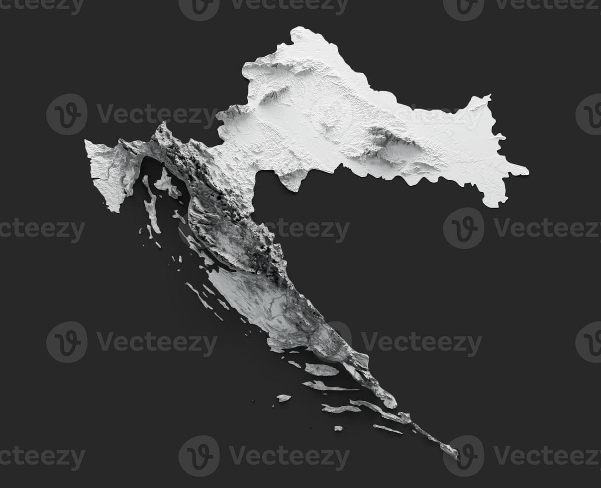 Croatia Map Croatia Flag Shaded relief Color Height map on white Background 3d illustration photo