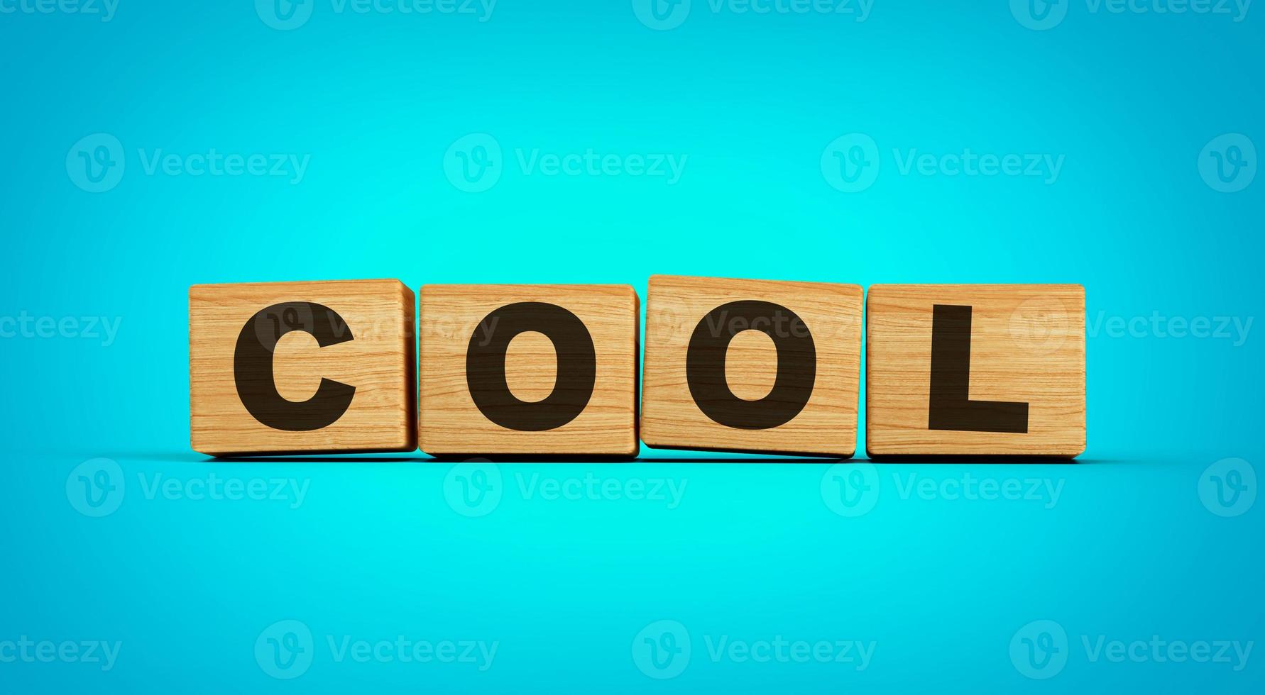 Wooden blocks Cool word isolated background 3d illustration photo