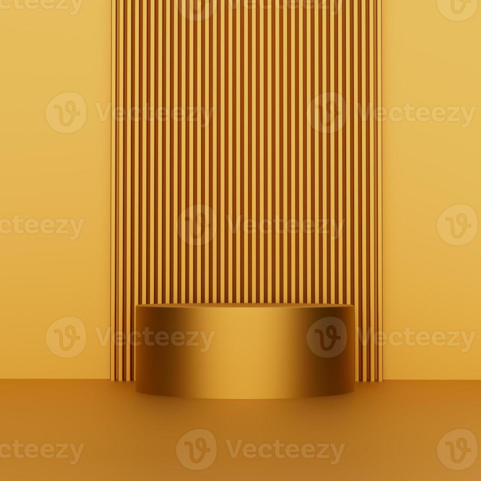 Gold product background stand or podium pedestal. 3D illustration photo