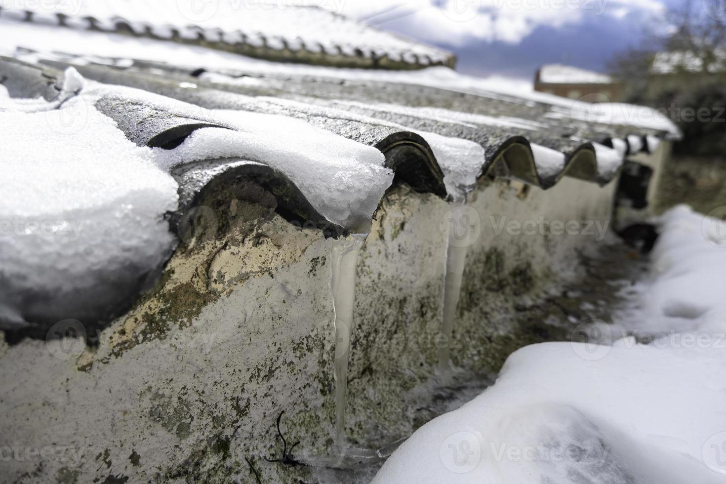 Roof with ice and snow photo