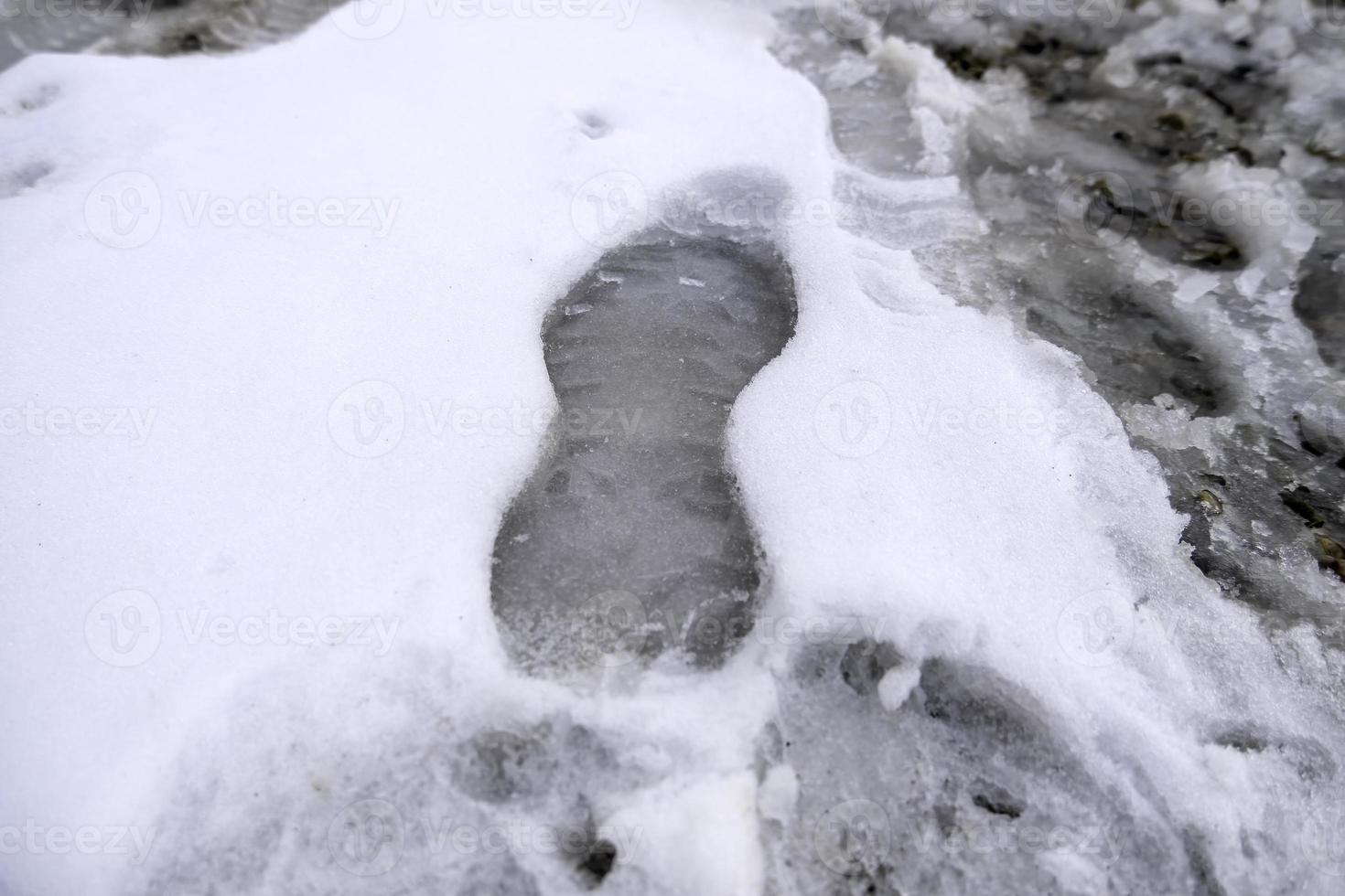 Footprints in the snow photo