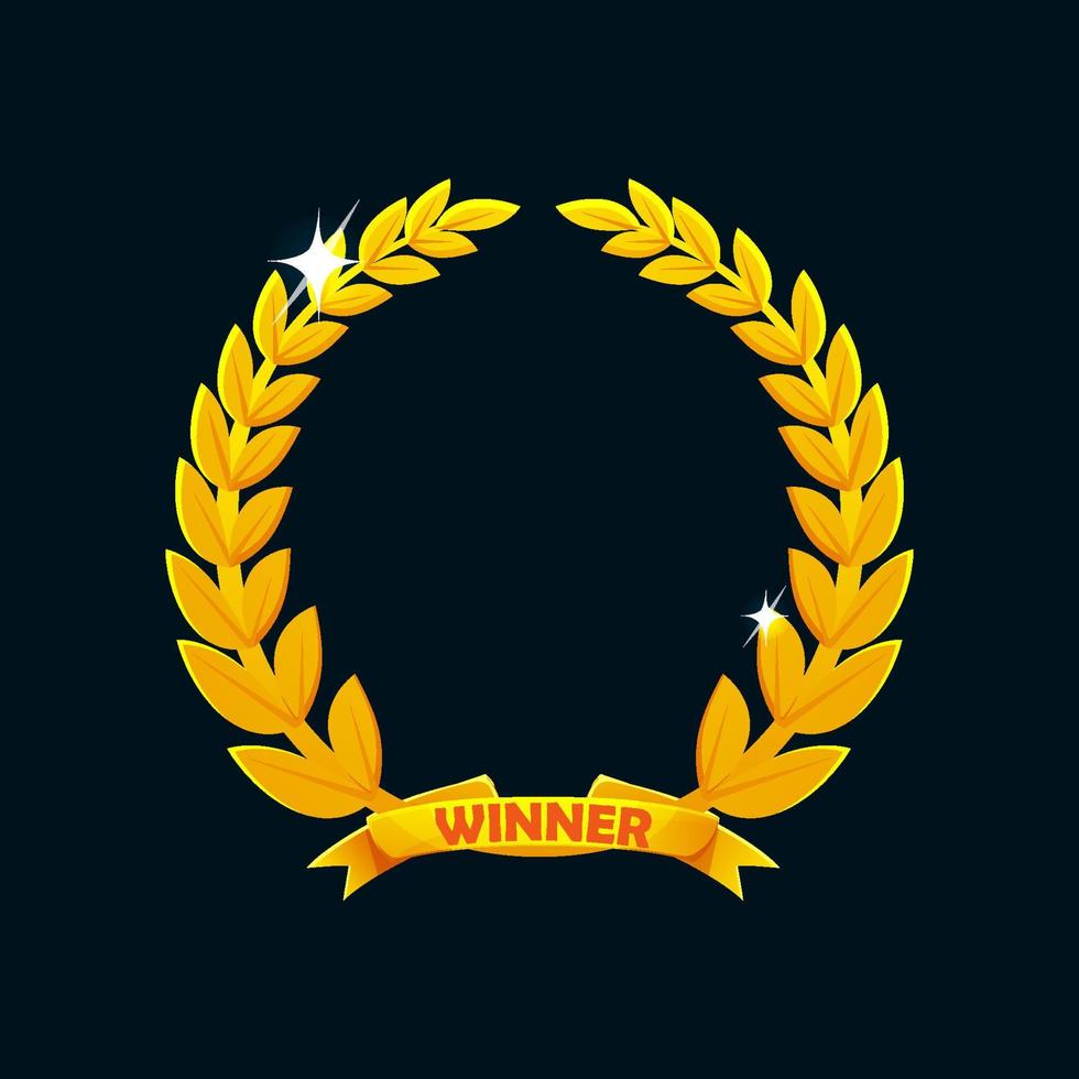 Golden laurel wreath award. Isolated icon for game ui assets vector